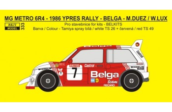 Decal – Metro 6R4 - BELGA - Rally Ypres 1986 - Duez / Lux